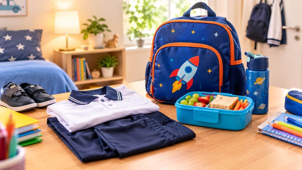 Mochila, uniforme e lancheira o que deixar preparado na noite anterior para evitar correria